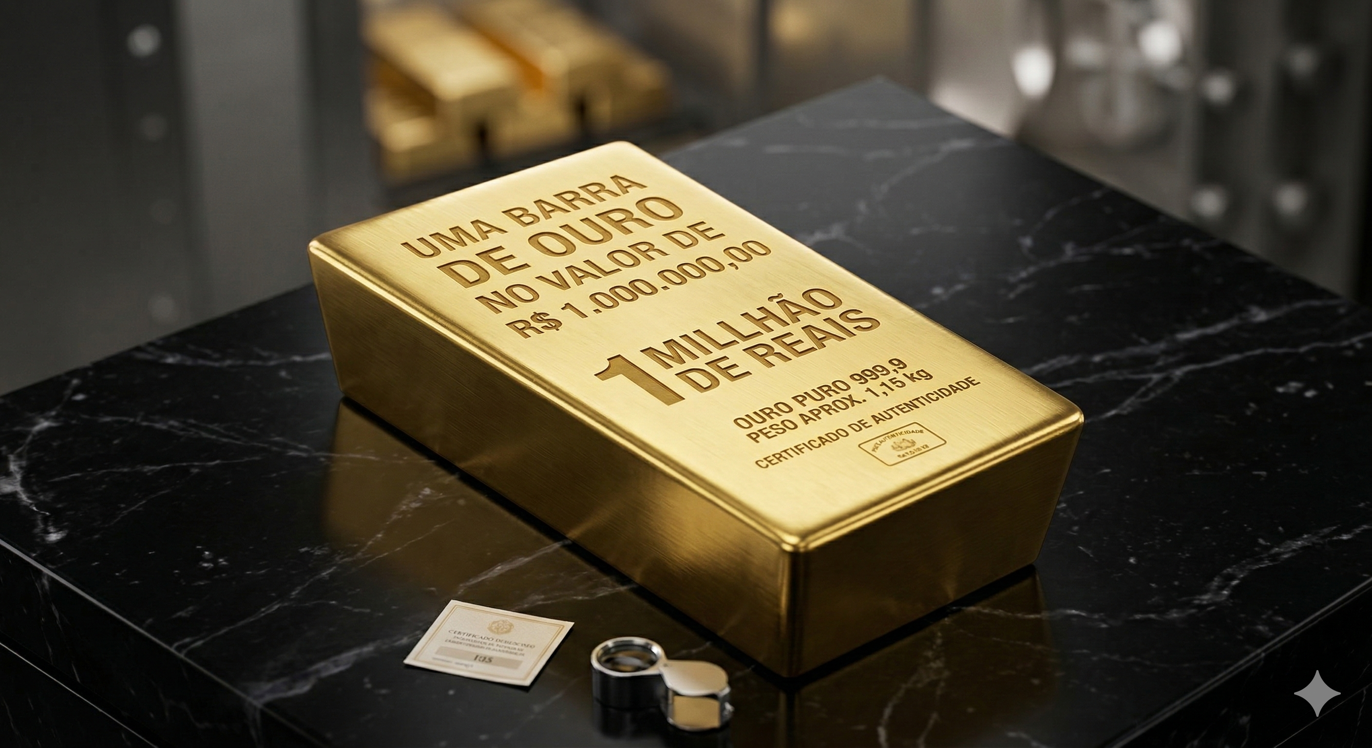 uma barra de ouro no valor de 1 milhão de reais